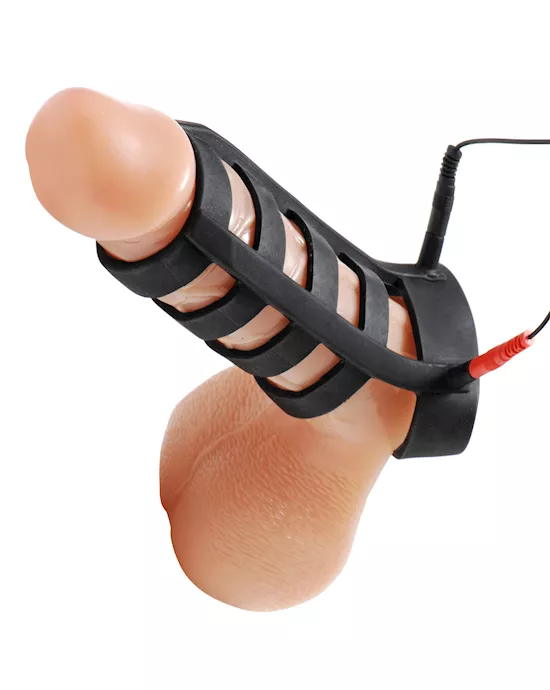 PowerCageSiliconeE-StimCockandBallSheath