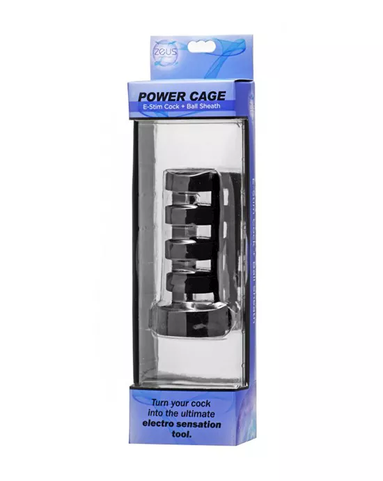 Power Cage Silicone E-stim Cock And Ball Sheath