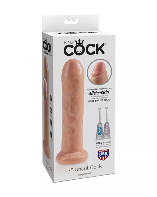 King Cock 7 Inch Uncut Suction Cup Dildo