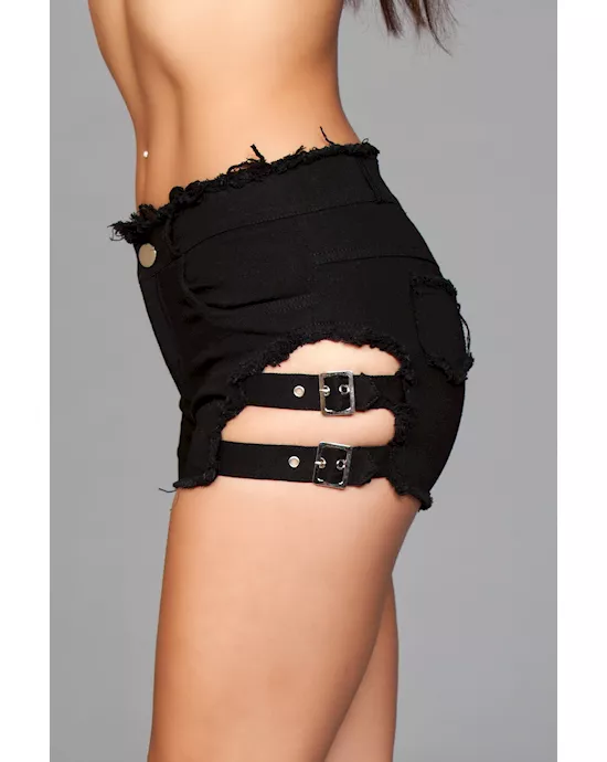 Buckled Down Denim Shorts - L