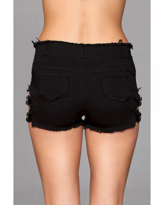 Buckled Down Denim Shorts - L