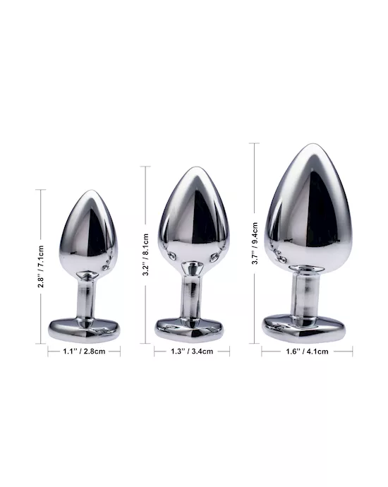 Kink Range Alloy Love Heart Gemmed Butt Plug - 3.2 Inch