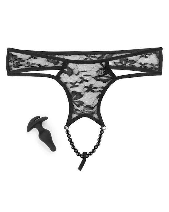 Hookup Panties Crotchless Pleasure Pearls - Os/xl