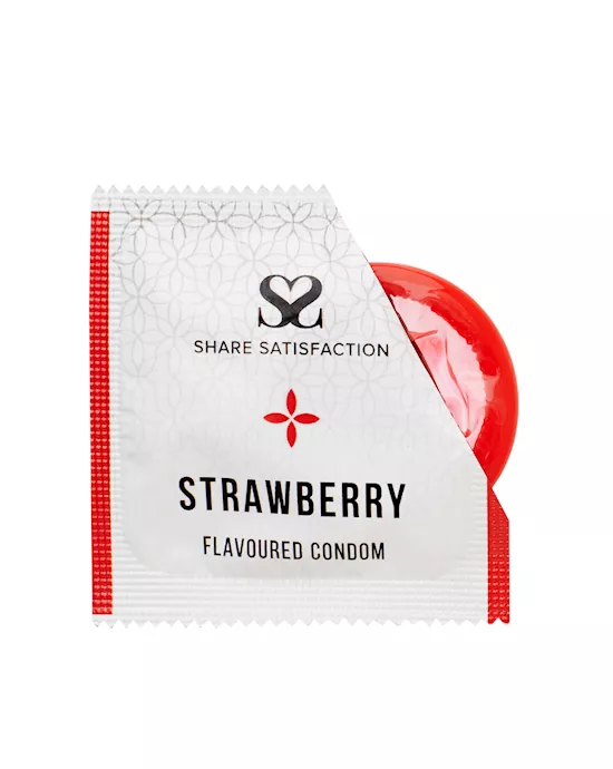 Share Satisfaction Strawberry Flavoured Condom - 12 Pack