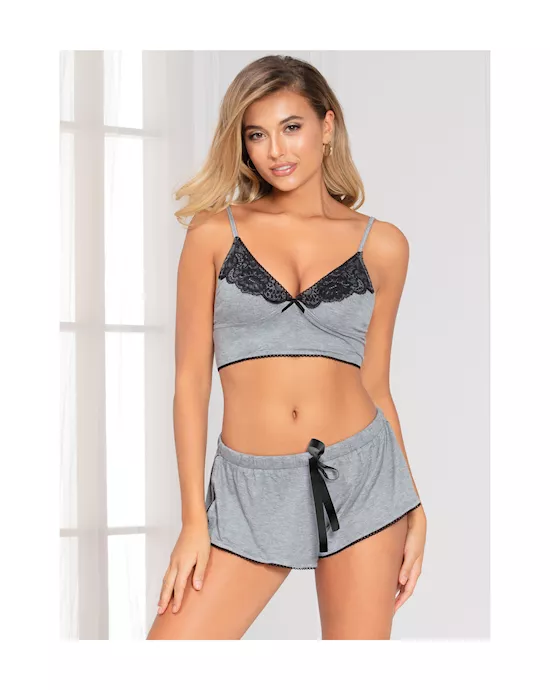 TwoPieceKnitBraletteAndShortSet11129BlackSH