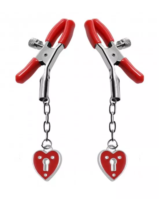 Captive Heart Padlock Nipple Clamps