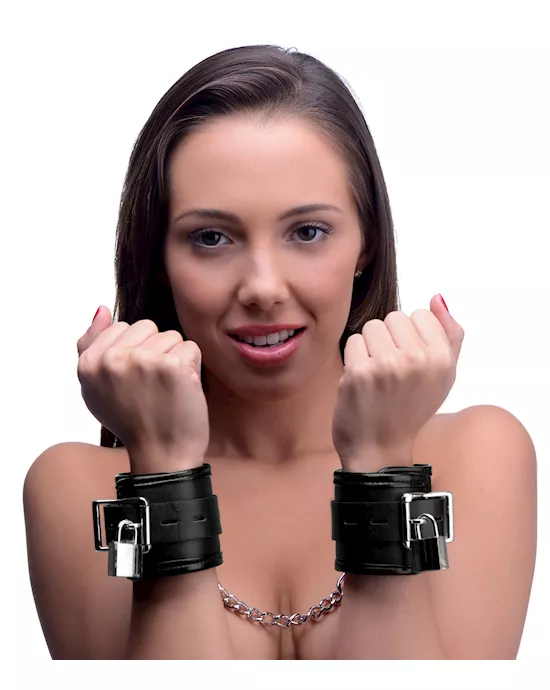 Locking Padded Wrist Cuffs w Chain