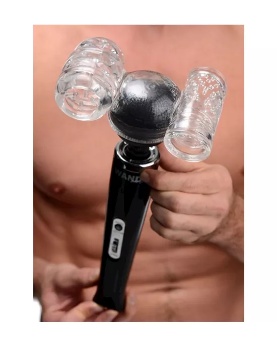 Twin Turbo Strokers 2 in 1 Wand Attachment For Men