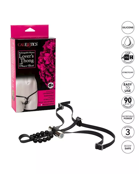 Rechargeable Silicone Lover's Thong with Pleasure Beads