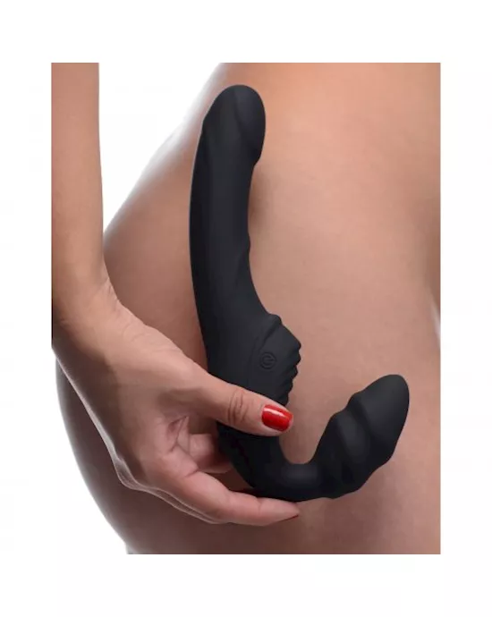 Slim Rider Strapless Vibrating Silicone Strap On