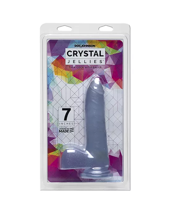 Crystal Jellies - 7 Inch Slim Cock with Balls Clear