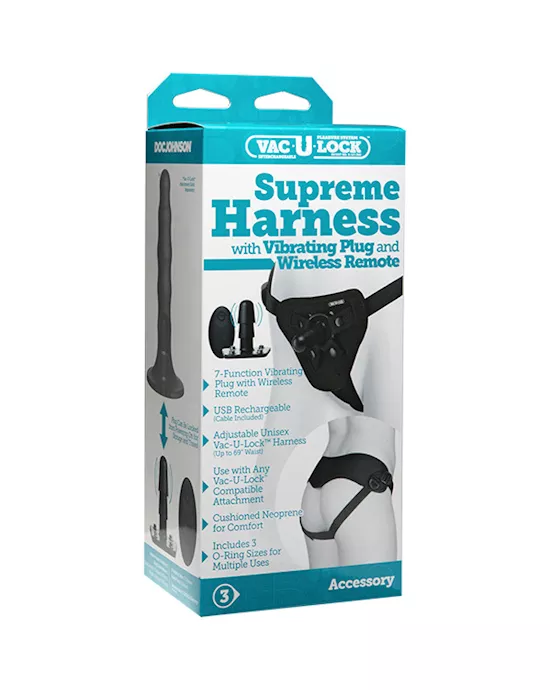 Vac-U-Lock Remote Controlled Harness with Vibrating Plug