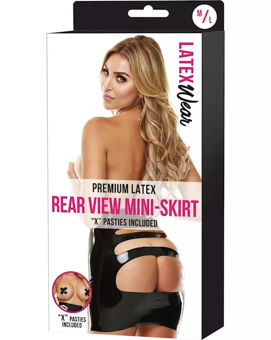 Premium Latex Open Back Rear View Mini Skirt - M/L