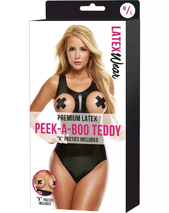 Premium Latex Teddy with Open Breasts - S/M
