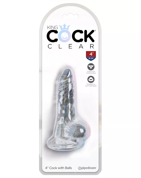 King Cock Clear Dildo with Balls - 4 Inch