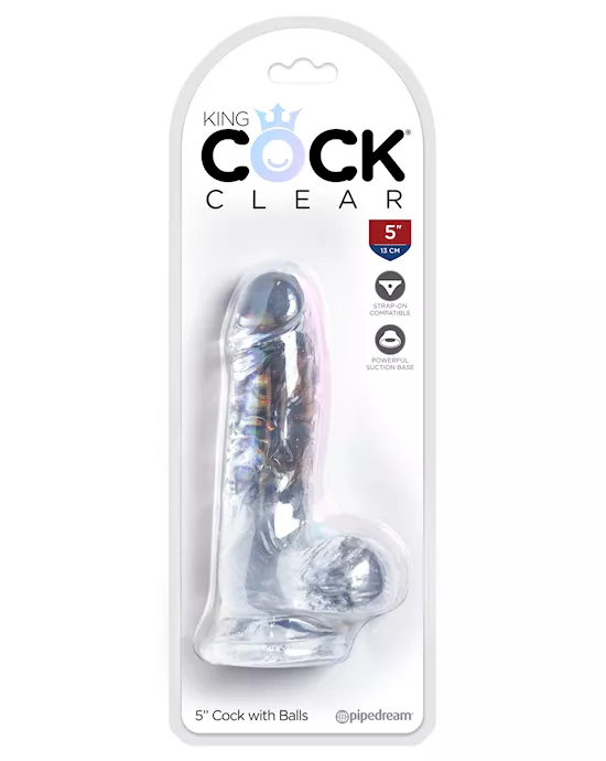 King Cock Clear Dildo with Balls - 5 Inch