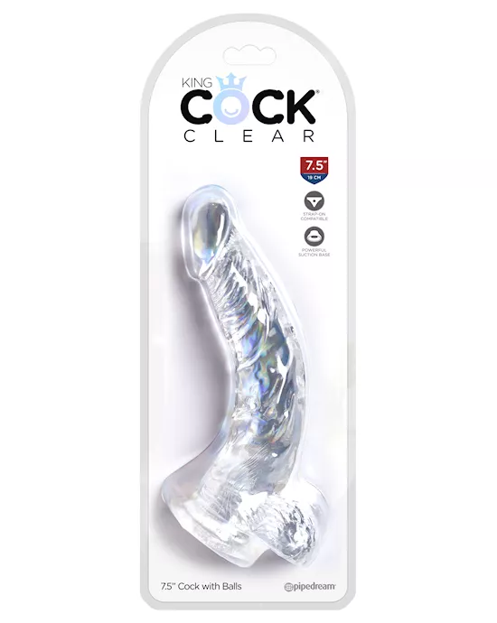 King Cock Clear Dildo with Balls - 7.5 Inch