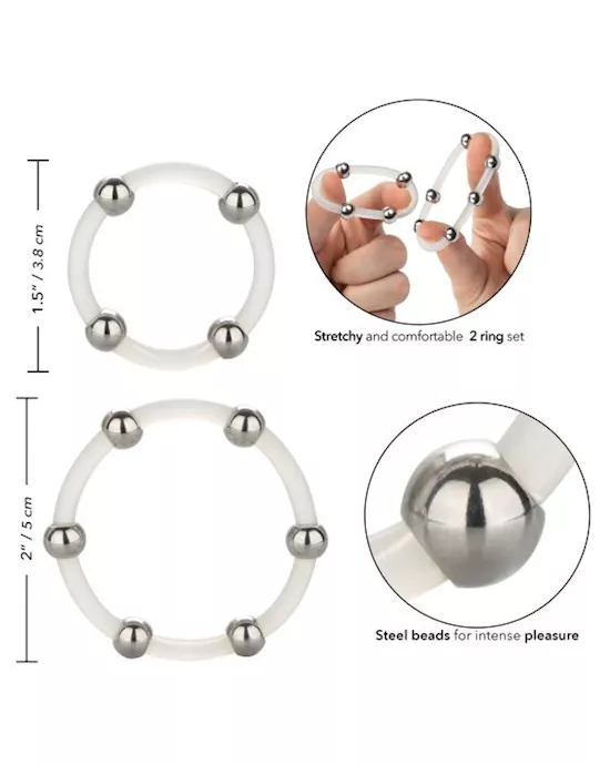 Steel Beaded Silicone C-Ring - Set of 2
