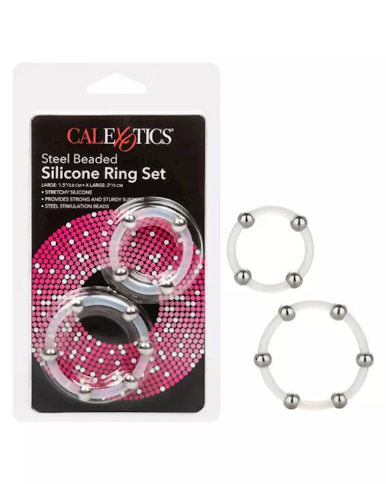 Steel Beaded Silicone C-Ring - Set of 2