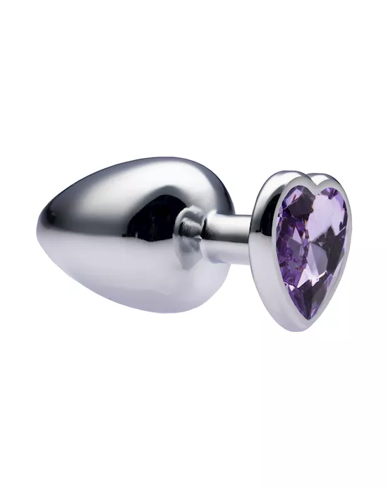 Kink Range Alloy Love Heart Gemmed Butt Plug - 3.7 Inch