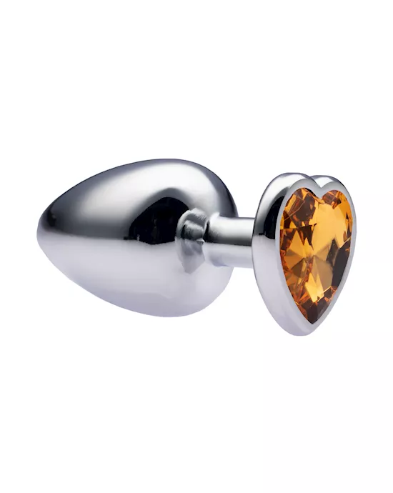 Kink Range Alloy Love Heart Gemmed Butt Plug - 3.7 Inch