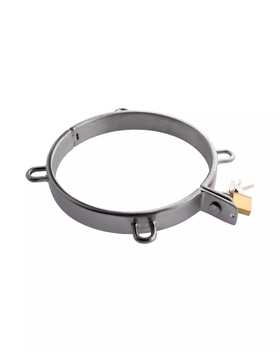 Kink Range Stainless Steel Neck Collar with Padlock - 5.1 Inch
