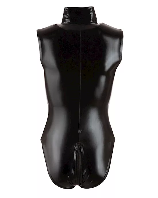 Wetlook bodysuit with zip