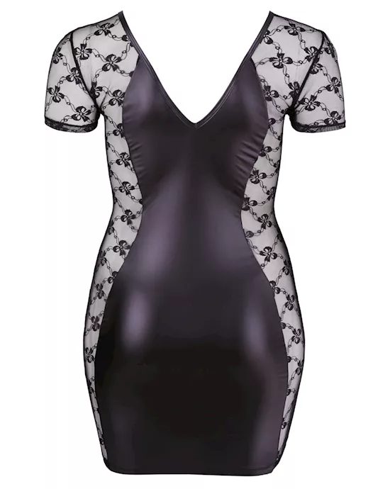 Lace insert 2-way zip Dress