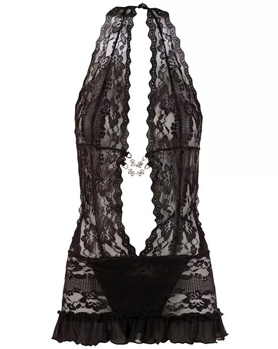 Floral Lace Halterneck Dress