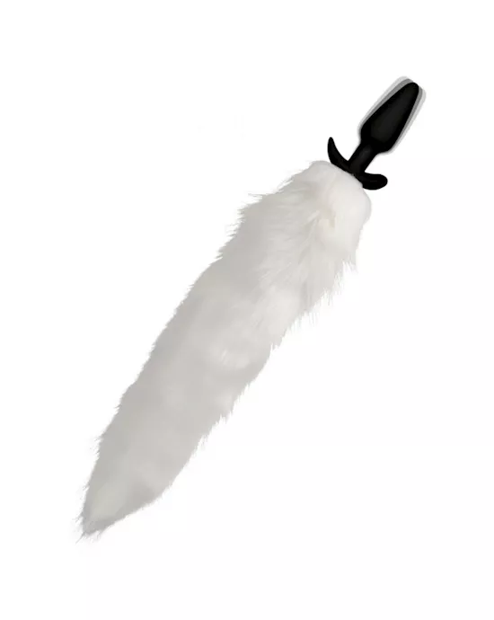 Tailz Vibrating White Fox Tail Slender Anal Plug - 18 Inch