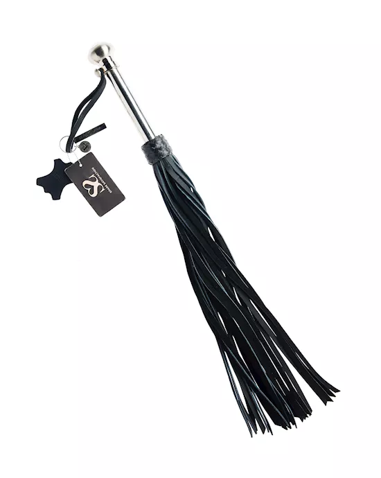 Bound X Calfskin Flogger with Rounded Metal Handle
