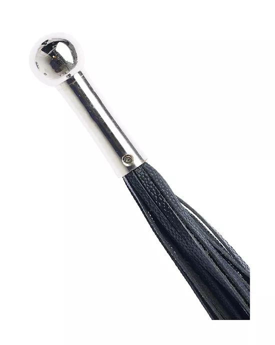 Bound X Textured Leather Flogger with Round Metal Handle