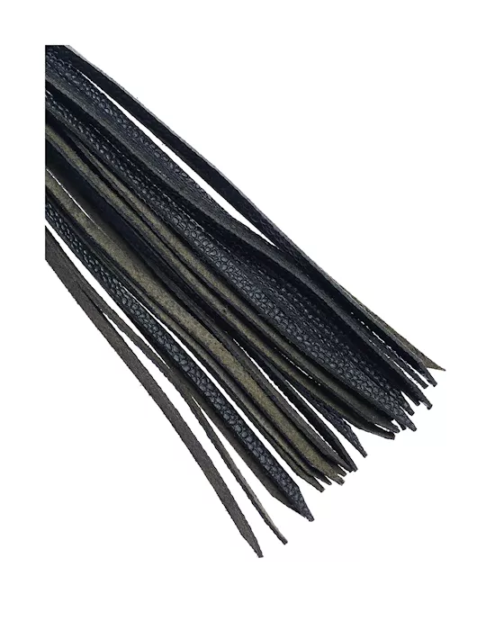 Bound X Textured Leather Flogger with Round Metal Handle