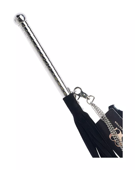 Bound X Suede Flogger with Thin Metal Handle and Chain