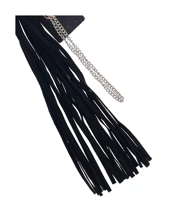 Bound X Suede Flogger with Thin Metal Handle and Chain