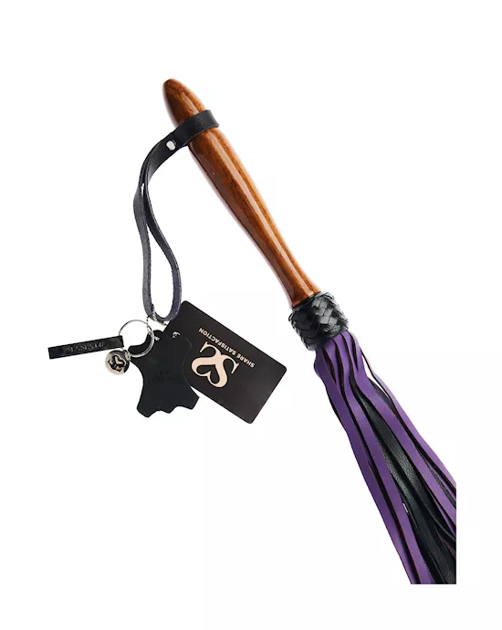Bound X Calf Leather Flogger with Wooden Handle