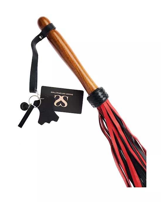 Bound X Calf Leather Flogger with Wooden Handle