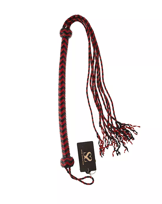 HeavyHandle9TailsKidGrainLeatherWhip97cmheavyduty