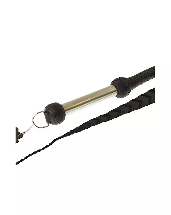 Bound X Heavy Leather Leaf Tip Whip With Metal Handle