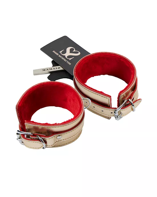 Bound X Gold Metallic Leather Wrist Cuffs