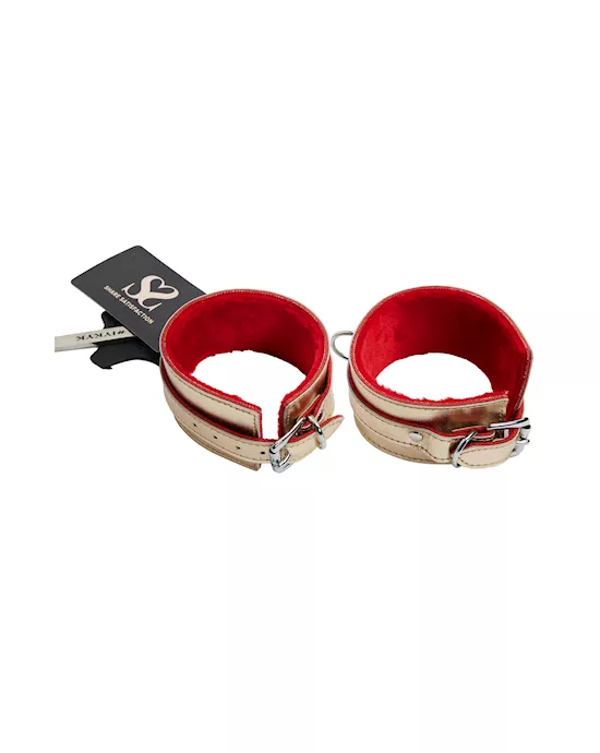 Bound X Gold Metallic Leather Wrist Cuffs