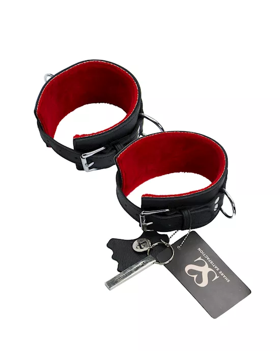 BoundXTexturedLeatherAnkleCuffwithFurLining