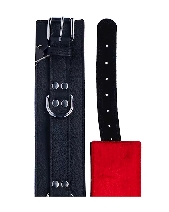 Bound X Textured Leather Ankle Cuff With Fur Lining