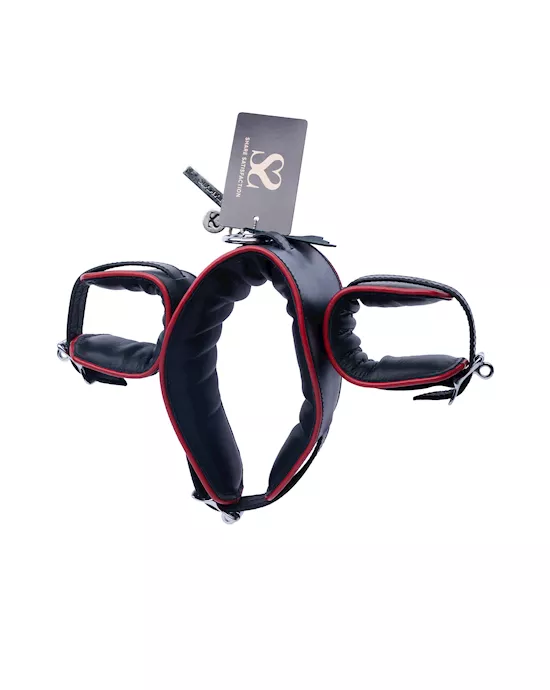 Bound X Leather Wrist to Neck Cuffs