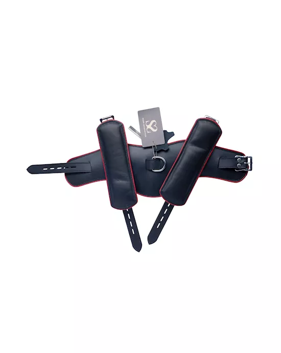 Bound X Leather Wrist to Neck Cuffs