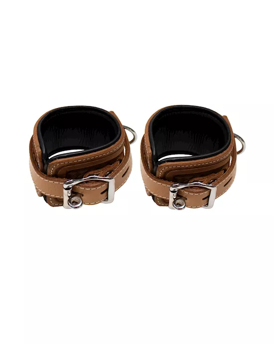 Bound X Tooled Leather Cuffs And Collar Set