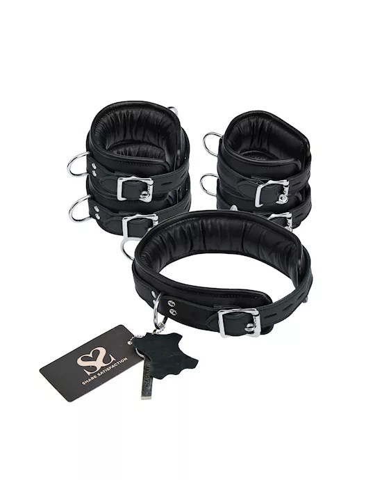BoundXPaddedCuffsandCollarSetwithSilverHardware