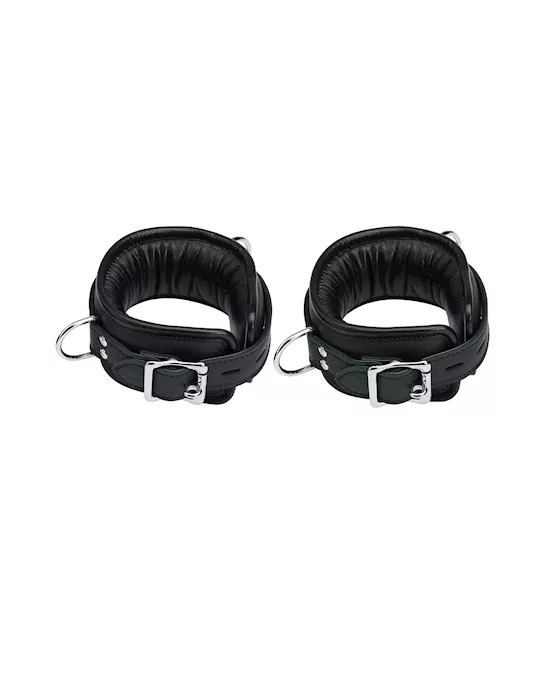Bound X Padded Cuffs And Collar Set With Silver Hardware