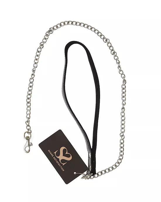 ChainLeashwithclassicHandleNubuckLeather