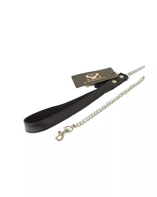 Bound X Chain Leash With Textured Leather Handle